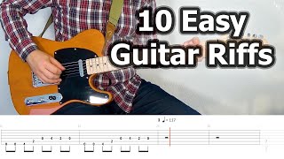 10 Easy Guitar Riffs for Beginners with Tabs [upl. by Xanthus]