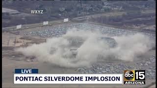 NOW COLLAPSE Pontiac Silverdome implosion in Detroit Michigan [upl. by Omero]