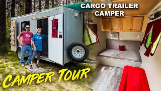 LOW COST  Cargo Trailer Camper DIY Conversion TOUR [upl. by Dietrich]