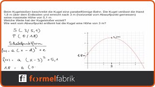 Quadratische Funktionen Textaufgabe Kugelstoßen [upl. by Akinom]