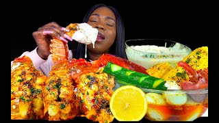 SEAFOOD BOIL MUKBANG LOBSTER TAIL MUKBANG SEAFOOD ALFREDO  CHEESE SAUCE MUKBANG [upl. by Trebma627]