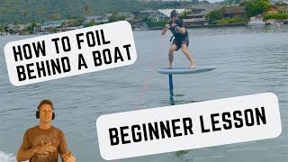 How to Foil behind a boat first timers learning to hydrofoil [upl. by Anivel]