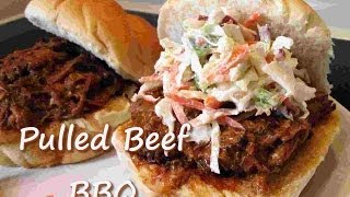 How to Make PULLED BEEF BBQ Sandwich  Slow Cooker Shredded Beef Recipe [upl. by Kcirret]