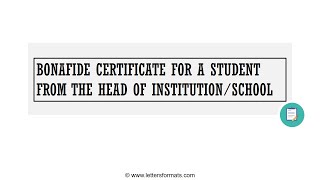 How to Write a Bonafide Certificate for Students from School or College [upl. by Vergil251]