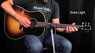 The Ultimate Acoustic String Comparison  Extra Light vs Custom Light vs Light vs Medium [upl. by Galasyn776]