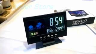 Desktop Clock Calendar LED Colors Screen With Humidity  Temperature amp Alarm [upl. by Enyrehtak]