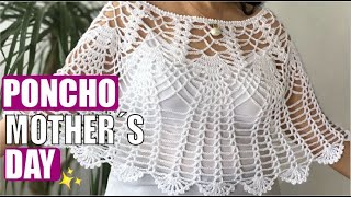 HOW TO CROCHET A MOTHER´S DAY PONCHO FOR SUMMER  EASY AND FAST  BY LAURA CEPEDA [upl. by Anerroc771]