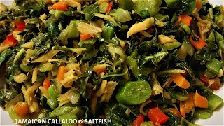 Jamaican style Callaloo and Saltfish  Recipe for cooking callaloo the Jamaican way  Jerenes Eats [upl. by Witcher]