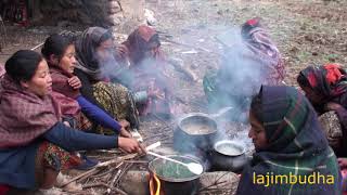 nomad people cooking and eating  Nepal  village life  himalayan life [upl. by Beutler]