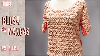 DIY Blusa con mangas a crochet paso a paso 1 de 2 [upl. by Attenor]