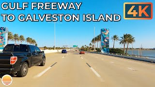 Houston Texas USA to Galveston Island Texas on I45 S an UltraHD 4K Real Time Driving Tour [upl. by Vinnie]