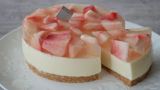 桃のレアチーズケーキ🍑  Nobake Cheesecake with Peach jelly Topping [upl. by Phillip216]