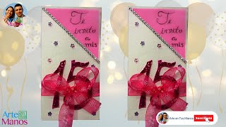 Cómo hacer una TARJETA DE INVITACIÓN para 15 años QUINCEAÑERA [upl. by Donnell]