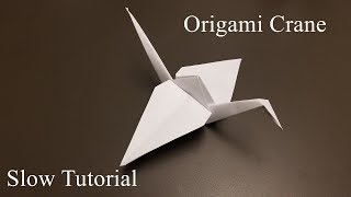 Origami Crane  How to Make the origami Crane  Slow Tutorial [upl. by Kenison]