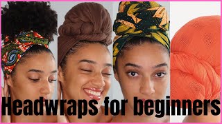 HEADWRAP TUTORIAL 4 EASY STYLES  Natural Hair  AbbieCurls [upl. by Anaul693]