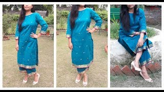 Make Full Suit From Old Saree  DIY Kurti  Measurement cutting Stitching [upl. by Goss]