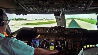 Boeing 747 Cockpit View  TakeOff from Miami Intl MIA [upl. by Nnylyak]