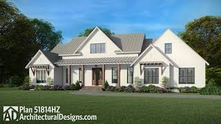 3Bed Modern Farmhouse House Plan 51814HZ Tour amp Walkthru ADHousePlans 2500 Sq Ft Farmhouse Plan [upl. by Fuchs]