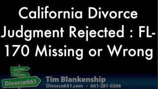 California Divorce Rejected  FL170 Wrong or Missing [upl. by Vevay]