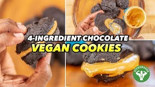 4Ingredient Chocolate Vegan Cookies Recipe [upl. by Benjamen]