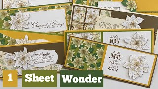 Slimline Christmas Cards  a Double One Sheet Wonder Template to Make 10 Cards Quickly [upl. by Rosenblum]