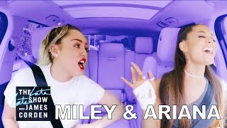 Miley Cyrus and Ariana Grande Carpool Karaoke [upl. by Ahseetal]