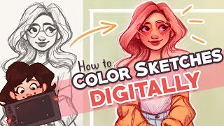 HOW TO COLOR YOUR SKETCHES DIGITALLY Photoshop Tutorial [upl. by Mohn]