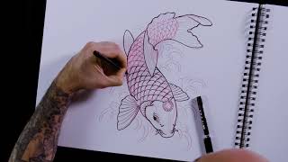 Chris Garvers Koi Tutorial  Tattoodo  Art Class [upl. by Elie118]