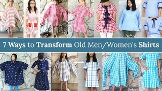 DIY  7 WAYS TO TRANSFORM OLD MENWOMENS SHIRTS  Refashion [upl. by Nolyarb]