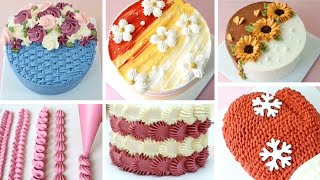 Simple NOZZLE DESIGNS For Cakes  PIPING TRICKS ✨ [upl. by Llekcor470]