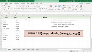 How to use AVERAGEIF function in Excel  Office 365 [upl. by Kernan]