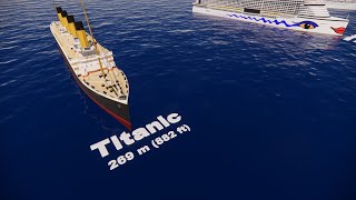 Cruise Ship Size Comparison Bigger Than Titanic 3D  2020 [upl. by Tirma]