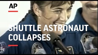 Shuttle astronaut collapses during welcome home ceremony [upl. by Ibrad349]