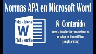 Vídeo 8 hacer introducción y conclusión en un trabajo de Word según normas APA sexta edición [upl. by Destinee203]