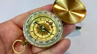 Vintage Retro Camping Brass Compass Pocket Watch Review [upl. by Romano511]