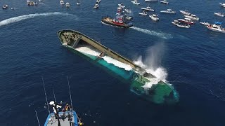 Drone Captures Sinking of 180 Cargo Ship quotVoici Bernadettequot [upl. by Ainecey]