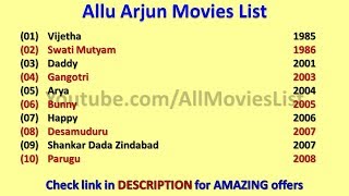 Allu Arjun Movies List [upl. by Aicats]