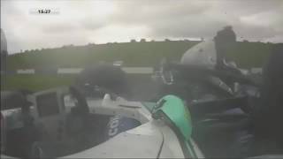 F4 British Championship 2017 Race 3 Donington Park Billy Monger Horrifying Crash YouTube [upl. by Nirag]