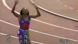 W 100m  Florence GriffithJoyner  1049  Indianapolis USA  1988  World Record [upl. by Earal]