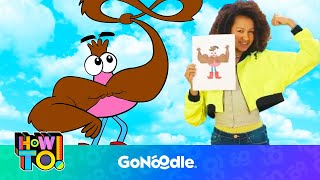 How To Draw Bart Renolds  Activities For Kids  Arts amp Crafts  GoNoodle [upl. by Ardnoet]