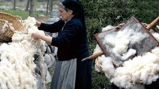 La LANA en el Pirineo Esquilado de ovejas cardado y elaboración artesanal de prendas  Documental [upl. by Sunny]