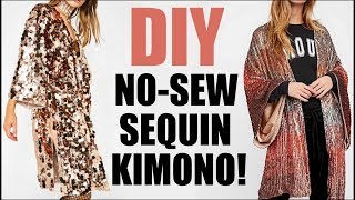 DIY How To Make a NOSEW Sequin Kimono  COACHELLA vibes By Orly Shani [upl. by Wellington940]