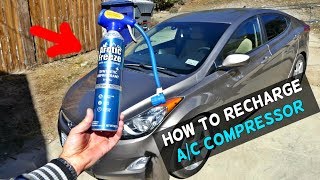 HOW TO RECHARGE THE AC COMPRESSOR ON HYUNDAI ELANTRA [upl. by Trotter]