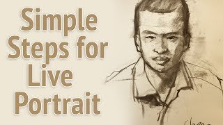 Portrait 46  Simple steps for Live Portrait Drawing in 10 minutes [upl. by Dante434]