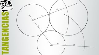 Trazar tres circunferencias tangentes conociendo sus radios [upl. by Ashwin373]