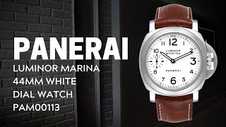 Panerai Luminor Marina 44mm White Dial Watch PAM00113 PAM 113  SwissWatchExpo [upl. by Eliath408]