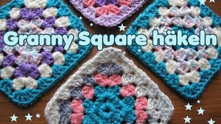 Granny Square klassisch mit Farbwechsel häkeln Tutorial [upl. by Adroj]