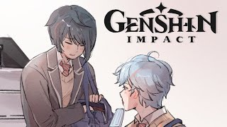 Modern AU Chongyun x Xingqiu  Genshin Impact Comic Dub [upl. by Hamachi]