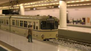 Scale Model of Metro Station with Underground Subway and Rapid Transit Trains HO Scale  地下鉄 鉄道模型 [upl. by Ahsrop]