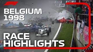 1998 Belgian Grand Prix Race Highlights  DHL F1 Classics [upl. by Annawak]